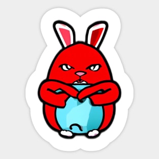 Red Bunny Easter Sticker